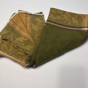 Sonoma Life Style Brown Green Orange Yellow Plant 100% Cotton Tablecloth 54 x 89